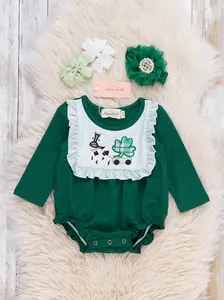 Clover Cow Adventure Cow Embroidered Bubble Romper