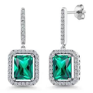 Gem Stone King 4-6 Cttw Drop Dangle Earrings for Women | Gemstone Birthstone Earrings | 925 Sterling Silver | Emerald Cut 9X7MM | Fine Jewelry Gifts for Mom Women Wife Her