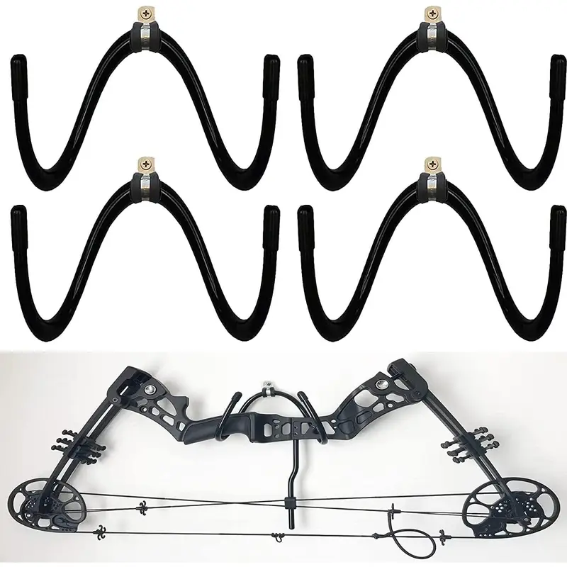 4 Pack Universal Bow Display Brackets Wall Hanger Hook Wall Mount Storage Rack to Display Your Bow - Sturdy Yet Flexible,Hold up to 20 Lbs - Easy to Install - Hold 4 Bow - No Bow