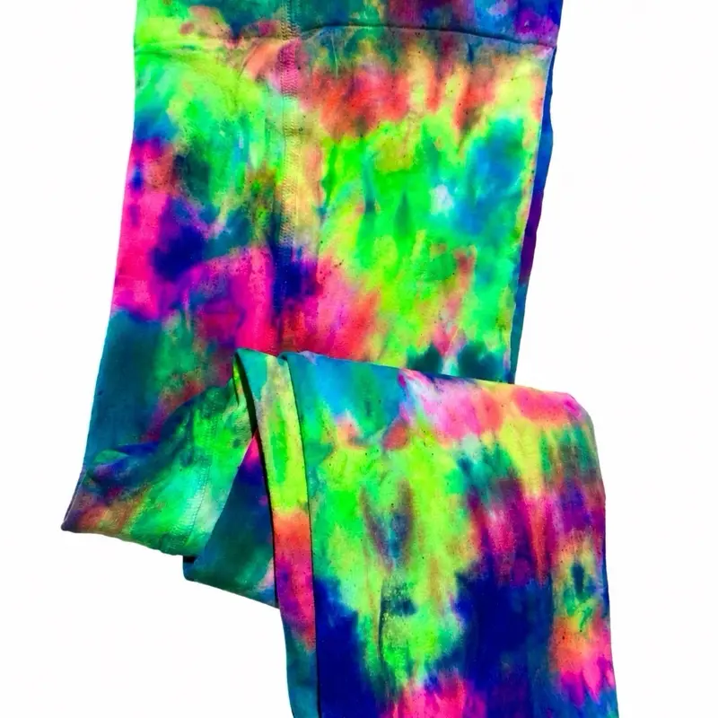 AURORA DREAM Hand-Dyed Opaque Footed Tights – Neon Pink Green Blue Tie Dye Pantyhose, Soft Stretch Festival Leggings, Color Burst Artistic Hosiery, Ethereal Statement Fashion Tights for Layered Looks and Everyday Styling XXL