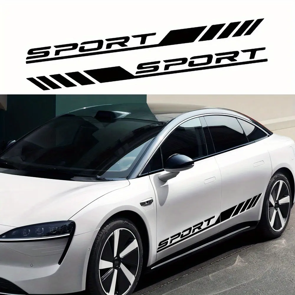 Sport Car Side Skirt Sticker, Creative Stripe Design Car Side Sticker, Durable Vinyl PVC Material Car Decal for SUV, Car Exterior Accessories, Automotive Vinyl Decal, Automotive Decals