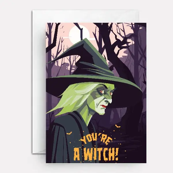 Witch Halloween card - Bewitched