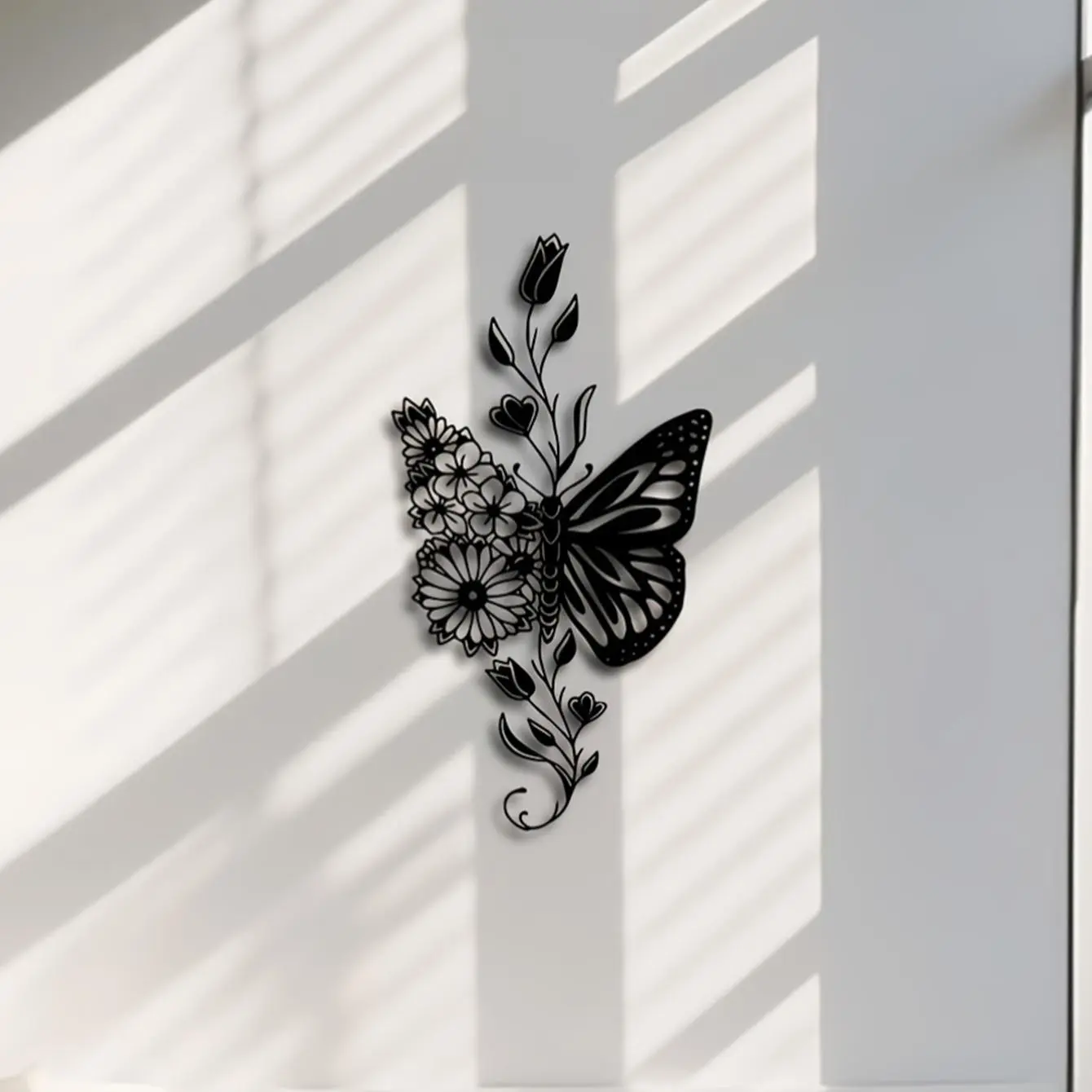 Metal Butterfly & Flower Design Metal Wall Art, Wall Decor, Wall Hanging Decor for Home Living Room Bedroom, Home Decor, Art Wall Decoration