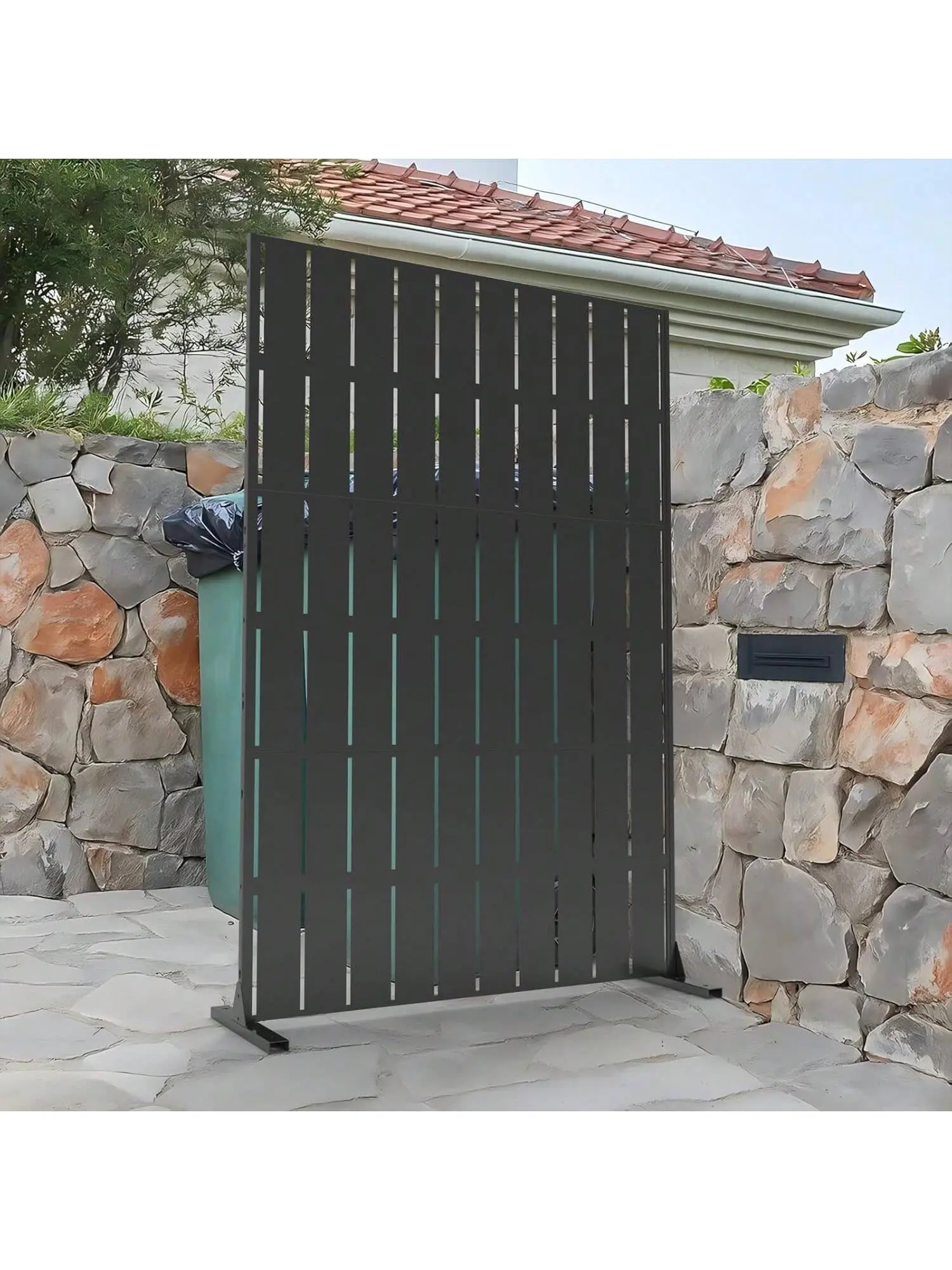 Decorative Metal Privacy Screen - 3-Panel Outdoor Divider with Hooks, 72" H x 47" W, Stable DIY Setup, Corrosion-Resistant, Wind-Resistant, All Necessary Hardware Included for Gardens, Outdoor Living Spaces, Stability