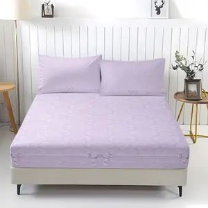 3 Piece Bow Pattern Design Fitted Sheet Set, Soft And Durable Bedding Set Includes 1 Piece Flat Sheet And 2 Pieces Pillowcases, Daily Holiday Birthday Gift Bedroom Decorations For Kids And Adults