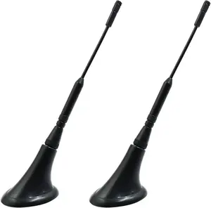 2pcs DC 12V Black Adhesive Base Car Vehicle Roof Mount Decorative Antenna Aerial