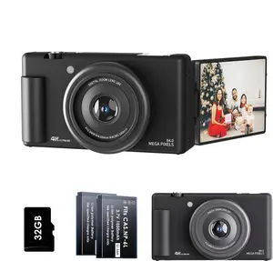 4K Digital Camera for Photography 64MP Vlogging Camera for YouTube Video 2.8'' 270 Flip Screen Travel Cameras 16X Zoom Cameras with 32GB Card, 2