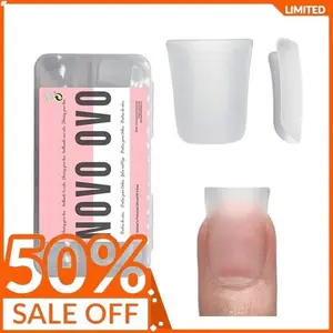 Duck Nail Tips Extra Short Full Cover Press on, Pre-etched for Acrylic Design, Clear Pre-applied Tip Primer Soft Gel Y2K Flare Fake False Nail Extension Full Coverage x 12 Sizes 120 pcs