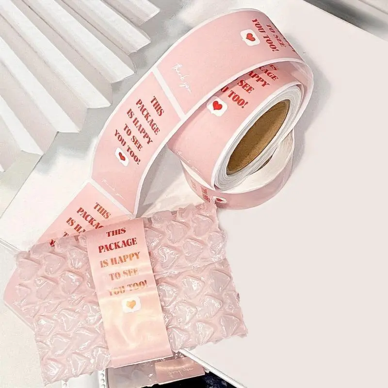 100pcs/roll Pink Self-Adhesive Stickers for Gifts, Packaging, and Stationery - Sticky Labels - Add a Touch of Joy to Your Day!