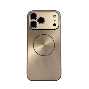 Aurora Ice Crystal Glitter Magnetic Protective Case for iPhone 17 Pro Max,16,15,14,13 - High-End Polycarbonate Cover, Shockproof, Anti-Drop, Anti-Scratch, Waterproof, Yuanfeng Blue & Cream Yellow Cellphone Accessory