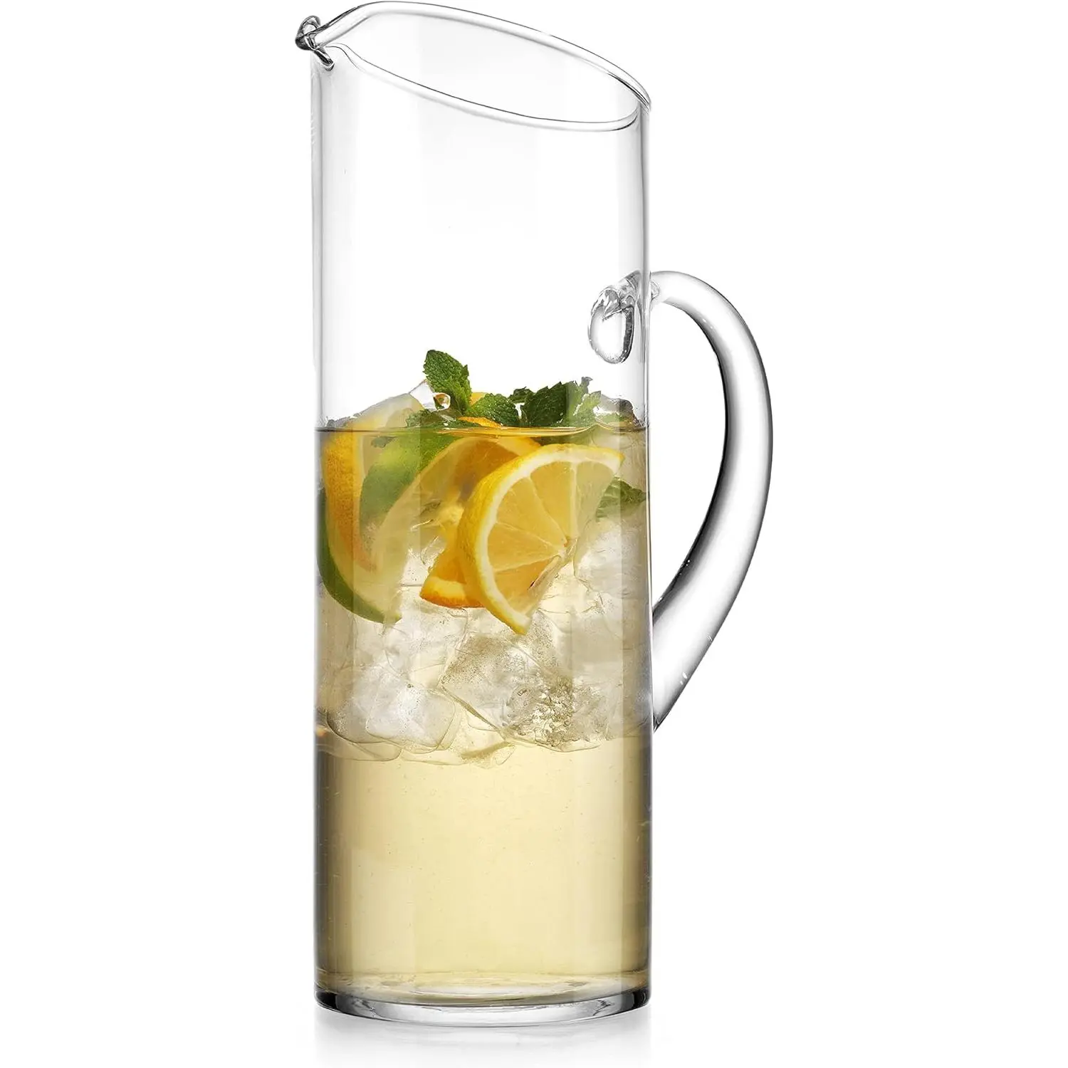 Classic Thick Crystal Glass Water Pitcher with Spout - Large Mouth Top Beverage Serving Carafe for Water, Juice, Cocktails - Home Supplies Gift