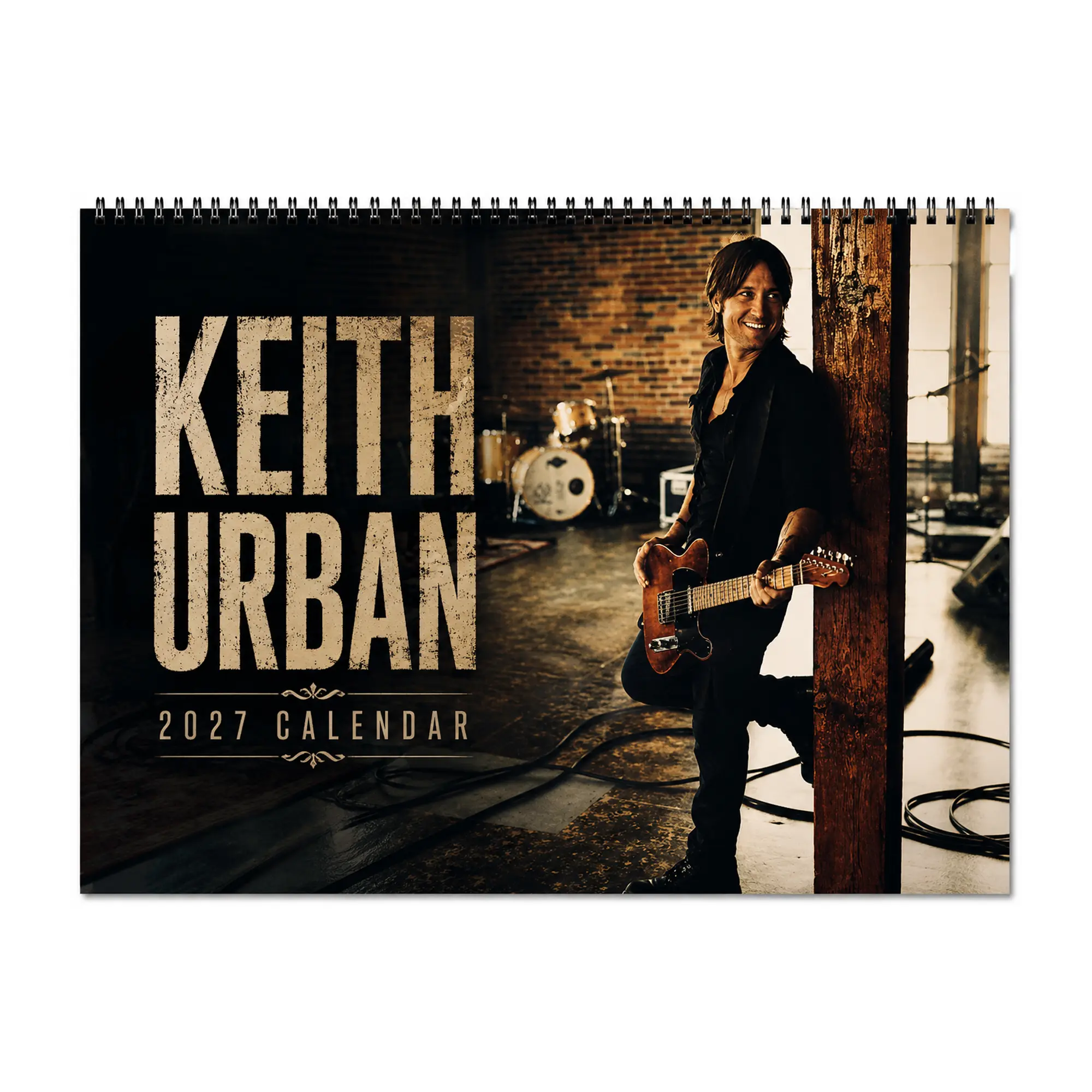 2027 Music Calendar, Country Singer Keith Urban Inspired Theme, Wall Calendar, Rustic Country Music Fan Gift