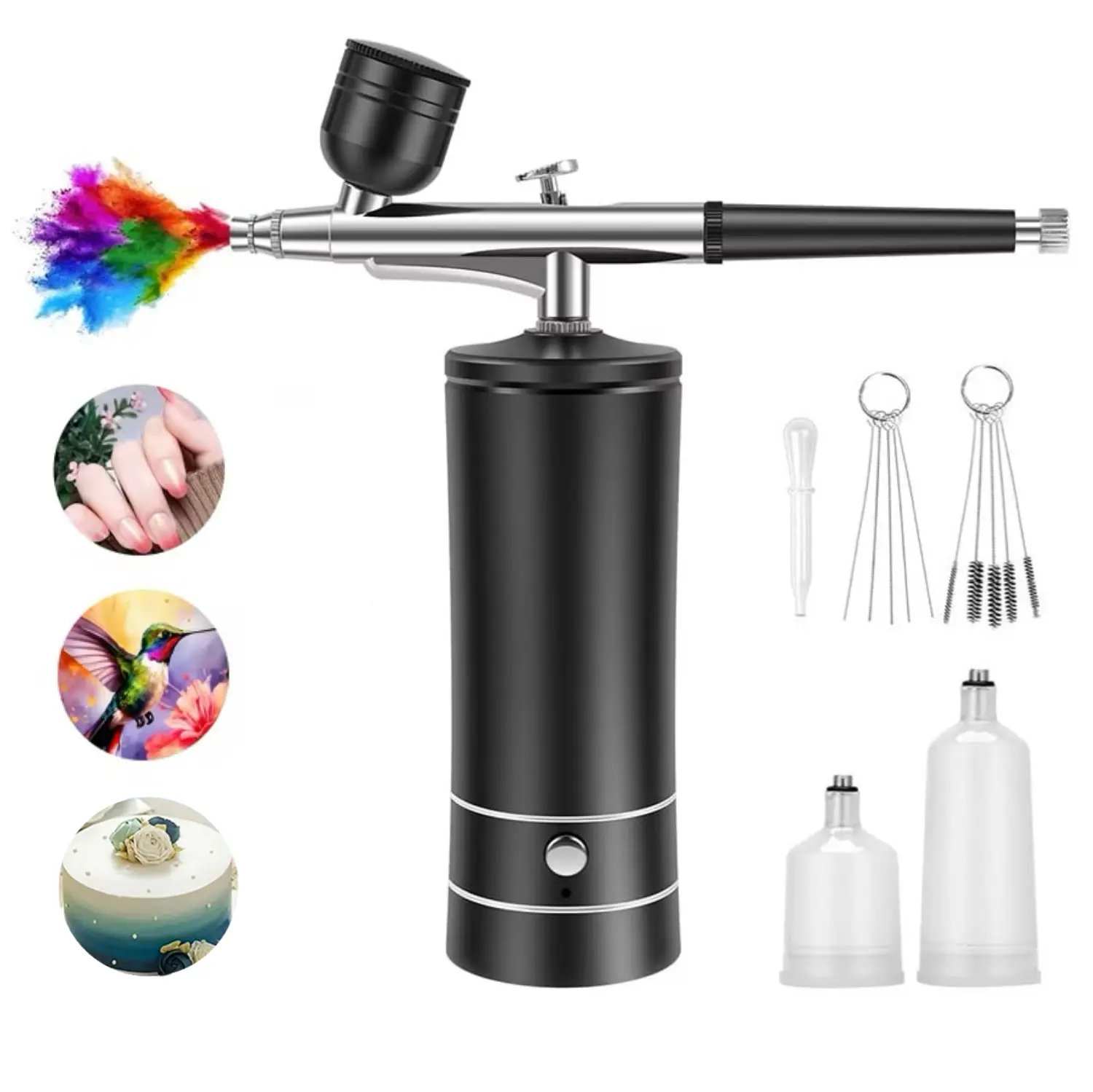 Cordless Airbrush Kit with Compressor, Electric Mini Air Compressor Machine, Handheld Airbrush Gun Kit, Rechargeable Paint Spraying Tool with Accessories for Makeup, Facial Beauty, Nail Art, Painting, Tattoo, Craft Cake, Gift for Women