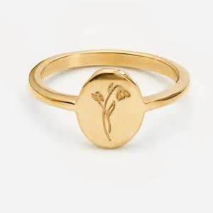 Gold Wildflower Ring with Delicate Floral Engraving for Everyday Elegance