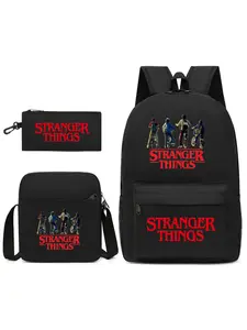 3pcs School Backpack Travel Bag for Men & Women Unisex Backpack Lightweight College Back Pack with Laptop Compartmen,  Stranger Things Backpack Pencil Case Crossbody BagTeenagers and Kids Backpack School, Sports, Travel