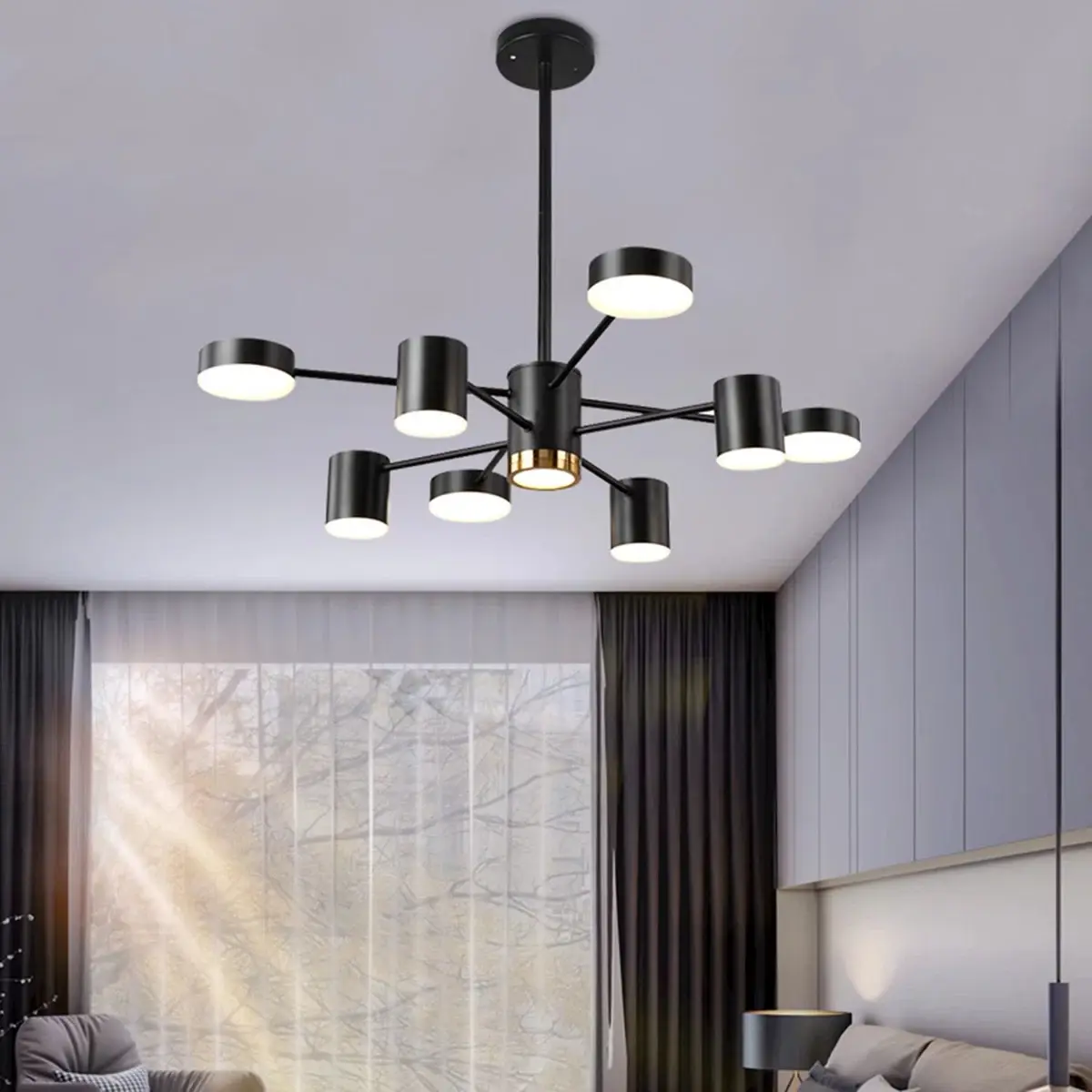 10 Minimalist American-Nordic Ironwork LED Chandeliers, Modern Mood Lighting, Elegant Versatile Fusion Design for Living Room, Dining Area