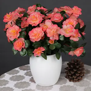 3pcs Mixed Color Mini Artificial Azaleas & Faux Silk Camellias - UV-Resistant Lifelike Decorative Outdoor Flowers, Ideal for Homeowners' Front Door, Porch, Patio & Balcony Decor
