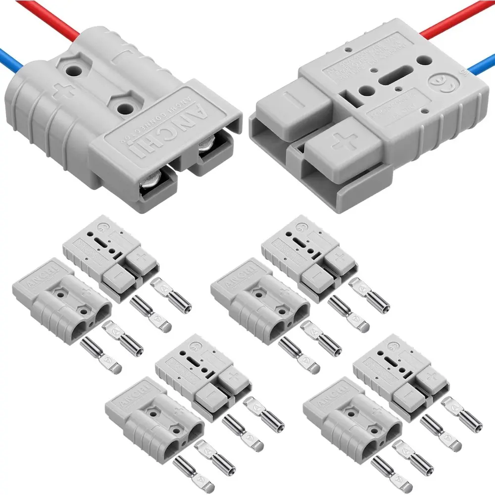 8 Pcs 50 Amp Batteries Quick Connector With 10/12 Awg 10-12 Gauge Battery Quick Connector Wire Harness Plug Kit Cables Connect Disconnect Plug For Motor Recovery Winch,Trailer Towing Systems