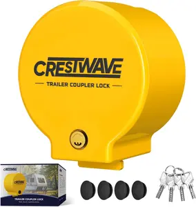 Trailer Hitch Locks for Coupler, Heavy-Duty Trailer Tongue Lock, Steel Trailer Hitch Ball Locks for 2-5/16", 2 inch, 1-7/8" Coupler on RV/Camper/Boat/Dump/Cargo/Utility Trailers, 4 Keys&4 Dust Caps