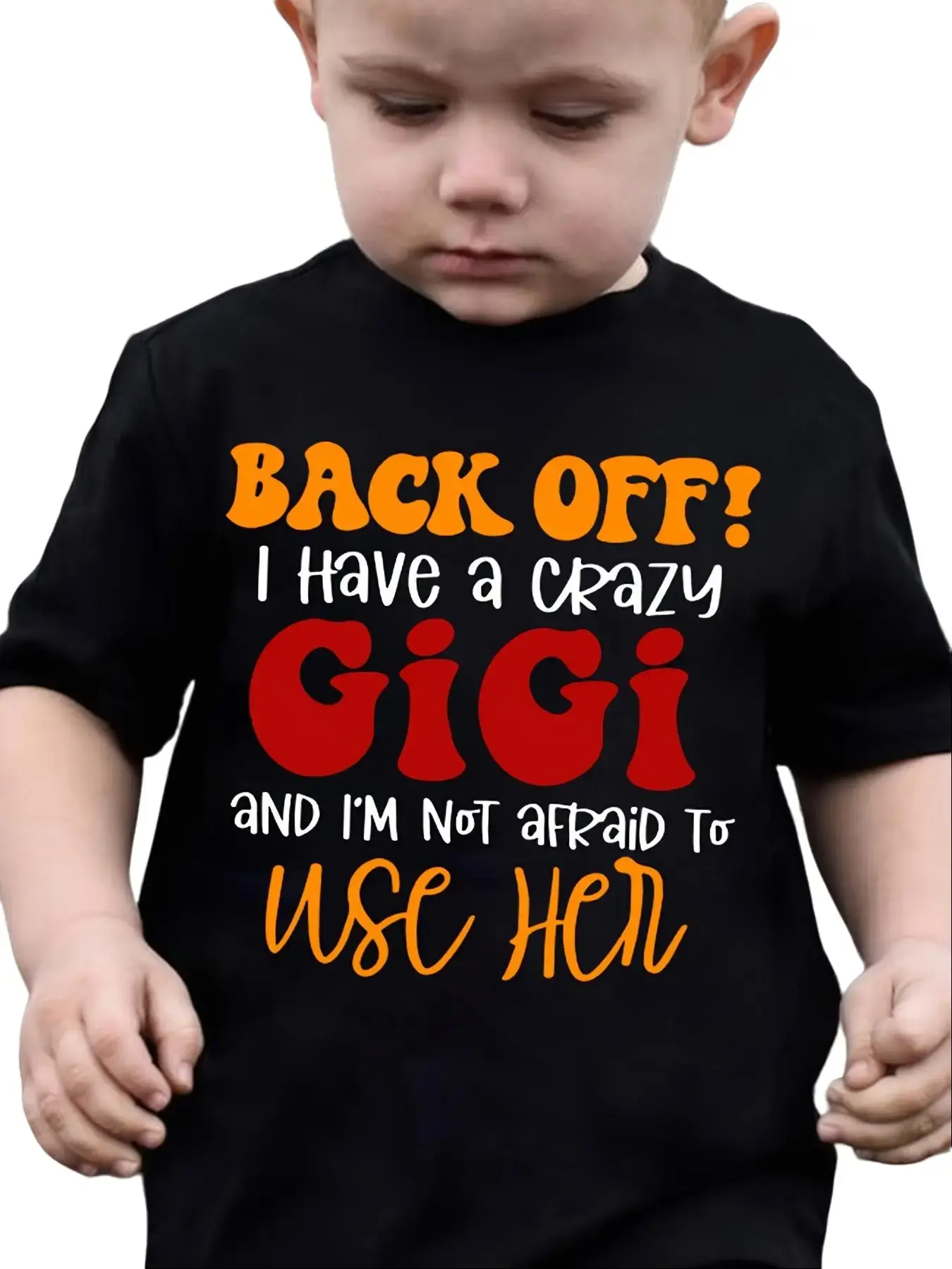 Back Off I Have A Crazy Gigi Kids T-Shirt Funny Grandma Grandchild Graphic Tee for Boys Girls