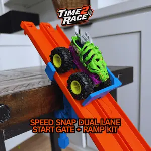 Monster Truck Jump Kit for Speed Snap Track | Hot Wheels Compatible | Dual Lane Start Gate + Clamp + Ramp