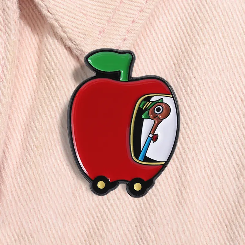 The Busy World of Richard Scarry Animated Film Vibrant Enamel Pin Lowly Worm Driving Apple Car Cartoon Characters Exquisite Brooch Metal Brooch Lapel Backpack Badge Fashion Jewelry Accessories Gift for Friends Durable Metal Pins Alloy Brooch Pin
