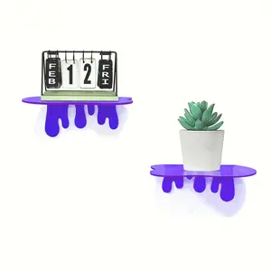 Creative Waterdrop Acrylic Wall Mount Floating Shelf Set, Cosmetic & Flower Display Rack, Suitable for Living Room, Bathroom, Kitchen, Desk, Wall Mounted Shelf