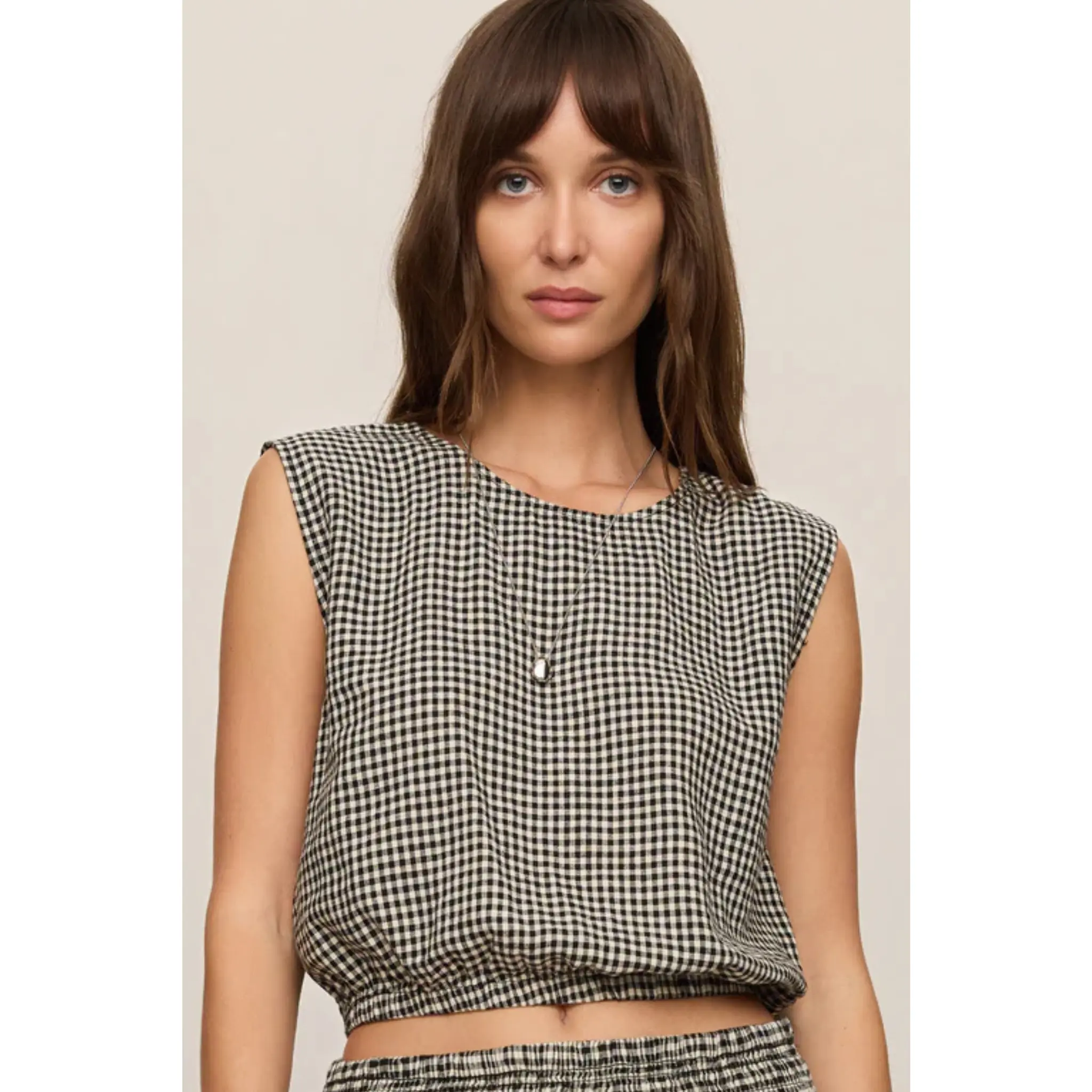 Z Supply Women's Black Merit Gingham Top