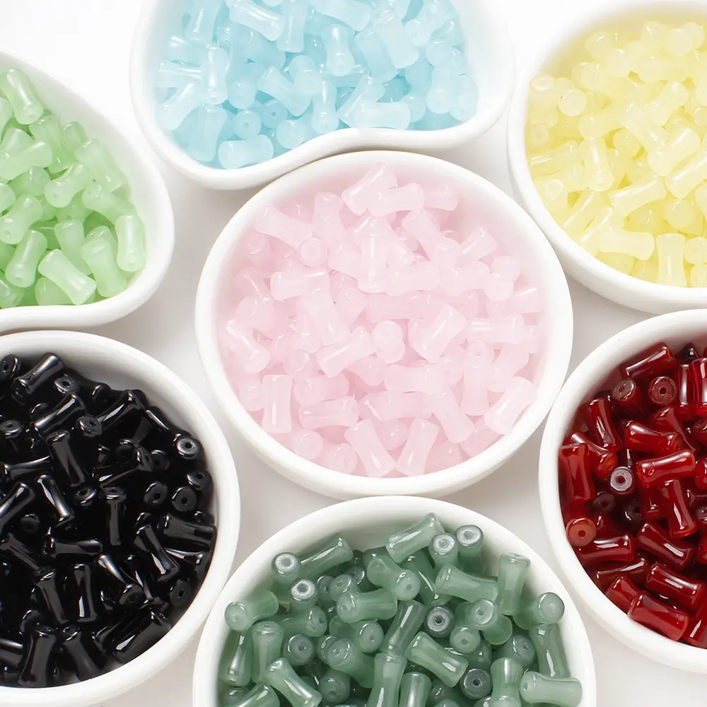 A32 Bamboo Shaped Glass Beads Bulk 6x12mm for DIY Jewelry Making