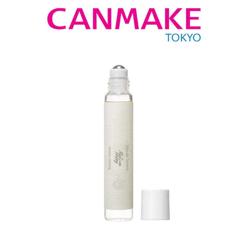 Canmake Make Me Happy Roll-On Eau de Toilette - 0.27 oz (8ml) Unisex Fruity Floral Perfume for Adults, Aromatic Citrusy Fragrance, Floral Amber, White Flower, Tea, Rose, Sandalwood Musk Notes, Adjustable Concentration, On-the-Go Liquid Rollerball Perfume