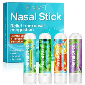 4-Pack Elaimei Nasal Inhaler Sticks, 4 Fresh Scents for Alertness and Clear Nose, Inhale Nasal Decongestant Gel Stick, Ideal for Work, Study, Driving