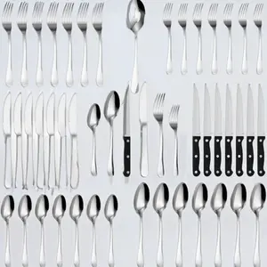 49 Piece Silverware Set - Service for 8 - Stainless Steel Flatware serving - Cutlery - Knife, Fork, and Spoon - Kitchen Utensils - Dishwasher Safe - Stunning Polished Finish Tableware