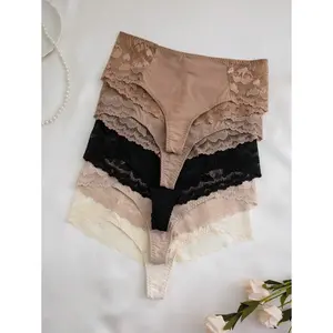 5pcs/Set Charming Lace Patchwork Thong Panties