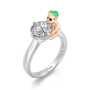 Jeulia Hug Me "Tree Baby" Round Cut Sterling Silver Ring