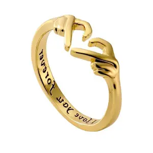 Fashionable hand heart ring, romantic love hugging hand couple ring, couple jewelry, Valentine's Day gift