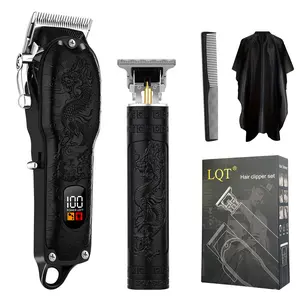 LQT All-In-One Black Dragon Men's Hair Cutting Kit, Cordless Rechargeable Grooming Set with Smart LCD Screen, Complete Home Barber Kit with Full Accessories, Save Money on Barbers for DIY Haircuts & Styling