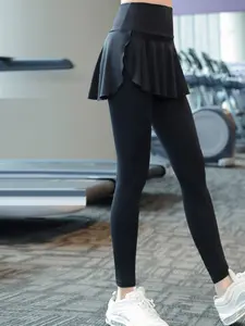 Slim High-Waist Butt-Lifting Tight Sports Pants, Sun Protection Tennis Fitness Yoga Pants, Elegant Elastic Waist Design, All-Season Fitted Style