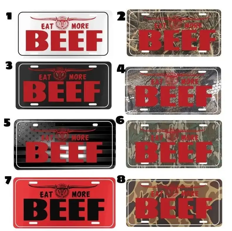BEEF Camo License Plate, Funny Camo Truck Tag Car Decor Hunting Truck Accessories Gift for Men Farm Ranch Style