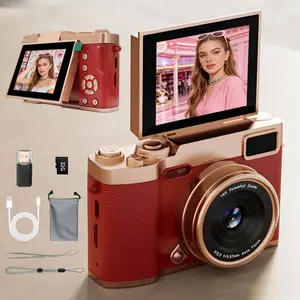 Flip Screen CCD Camera, Student Pocket Camera, Teenage Portable Camera, Entry-Level Digital Camera with Memory Card, Back-To-School Season