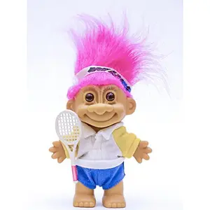 Russ Berrie My Lucky Tennis Player Troll Doll (Hot Pink Hair)