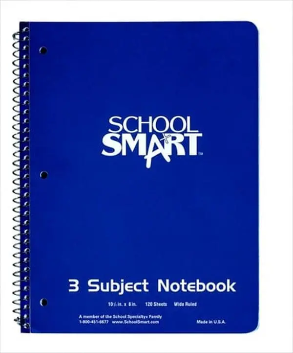 School Smart 085421 Spiralbound Notebook, 8.5x11 In. White Sulphite Paper, 3-Hole Punched, Non-Perforated, 100 Sheets, Spiral Notebooks for College Ruled Use, College Ruled Notebooks
