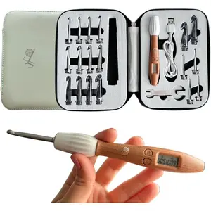 Counting Crochet Hook Set - 18 Sizes Interchangeable Hooks Kit, Light up, Digital Stitch & Row Counter,  for  Hands with Pastel Crochet Hook Case - Crochet