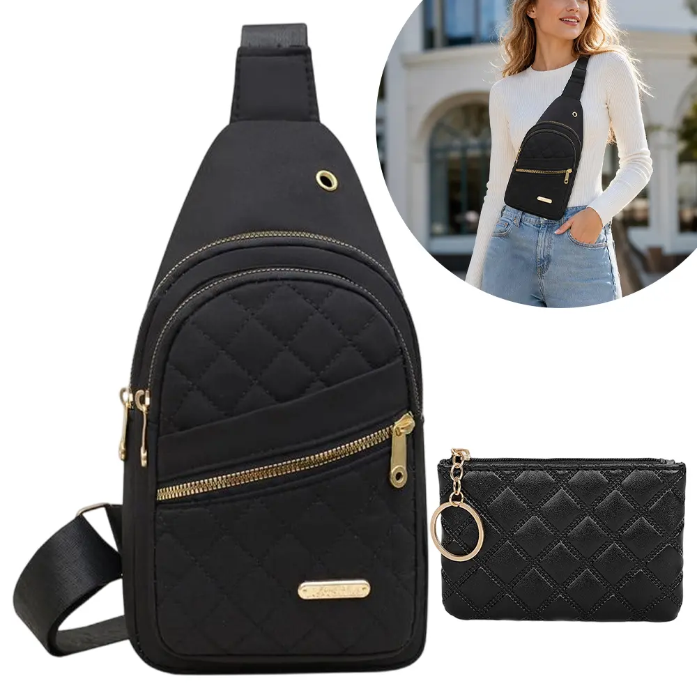 Women's Small Sling Backpack Set - Casual Messenger Bag with 1 Zip Wallet, Storage-Focused Pet Carrier Crossbody for Travel, Business, Holiday Gifts, Multi-Compartment