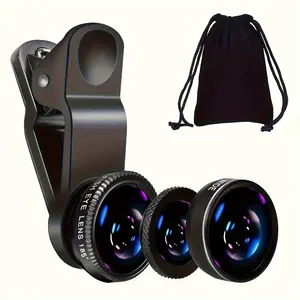 3-in-1 fisheye wide-angle miniature camera lens compatible with smartphone lens with phone clip Phone Accessories