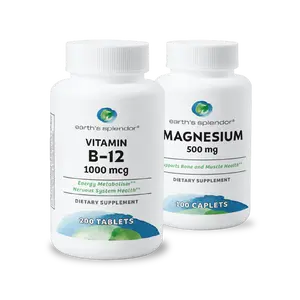 Energy + Muscle Support Bundle - Vitamin B12 1,000 mcg Tablets & Magnesium 500 mg Tablets 