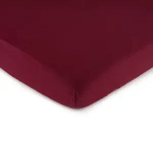 SheetWorld Fitted Youth Bed Sheet - 100% Cotton Jersey, Burgundy, 33 x 66 Inches, Elastic Around Edge, Machine Washable & Durable