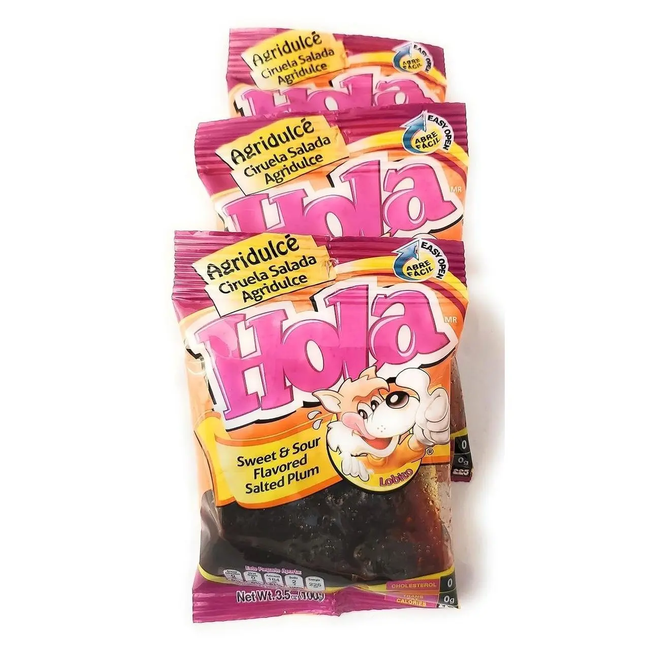 Salado Agriculce - Saladulces HOLA Lobito - Sweet and Sour Flavored Salted Plums - 3.5 oz - 3 units