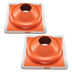 VEVOR 2Pcs Roof Pipe Flashing Boots, Fit Pipe OD 6-3/4" to 14", Flexible Silicone Roofing Jack Pipe Flashing, High Temp -101℉ that's 437℉, Square Metal Base, for Chimney, Wood Stove & Outdoor Vent Pipes