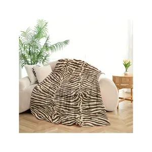 Zebra Stripe Patterned Soft Plush Throw Blanket - Stylish & Cozy Home Decor for Sofa, Bed, or Couch