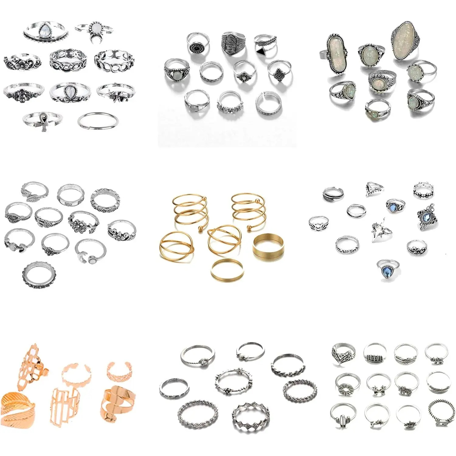 FINREZIO 82 Pcs Colorful Versatile Knuckle Rings for Women Men Diverse Styles Stackable Midi Joint Finger Ring Set Trendy Fashionable Alloy Thumb Rings for Daily Parties Festivals